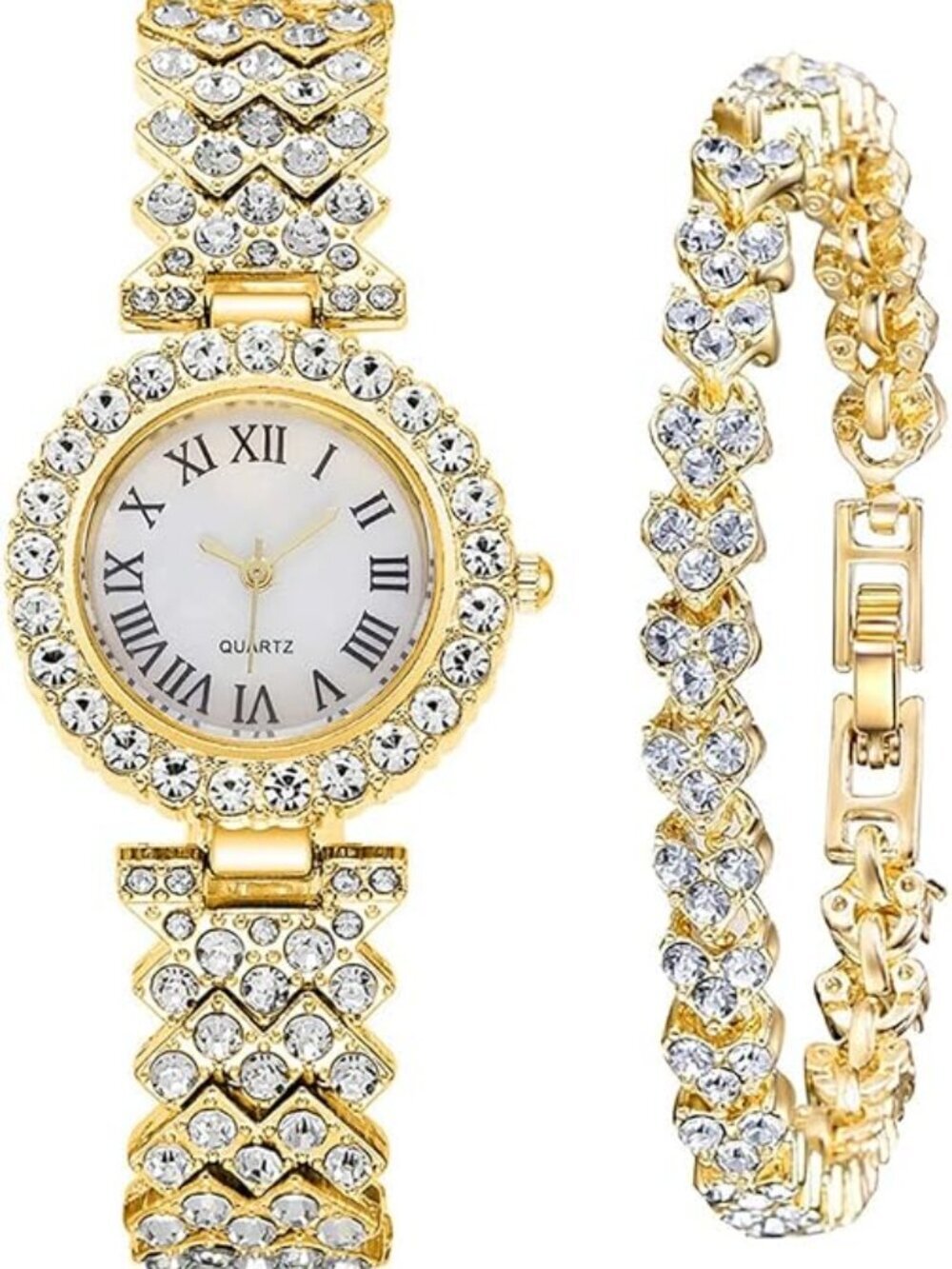 BRAND NEW Women Diamond Watchs Luxury Fashion Ladies Bangle Bracelet Set